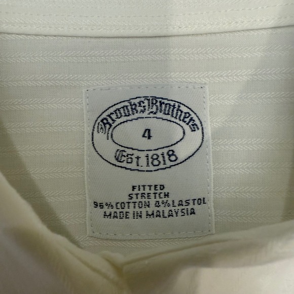 Brooks Brothers Fitted Stretch Classic White Pinstripe Button Down Women Size 4 - Picture 2 of 6
